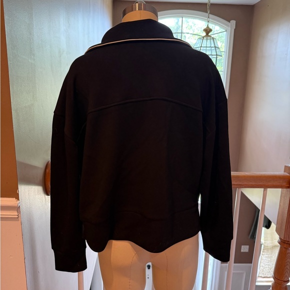 NWT- Elie by Tahari- Black Half-Zip Sweater with white pinstripe detailing- XL - Picture 5 of 12